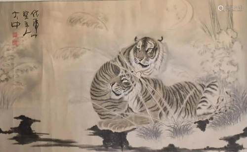 a chinese painting framed on paper Feng Da Zhong