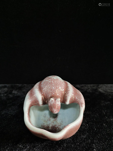 a chinese peach red water pot Qian Long Mark