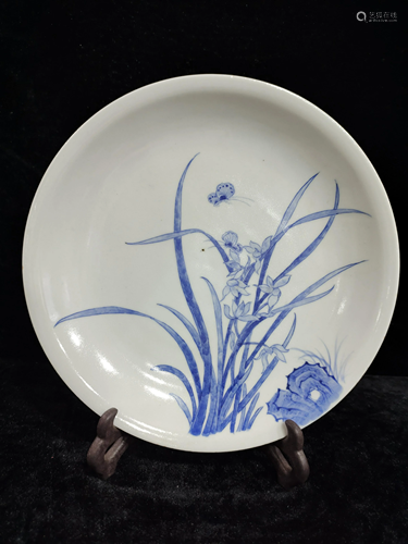 A chinese blue&white flowers dish WangXiHuai style