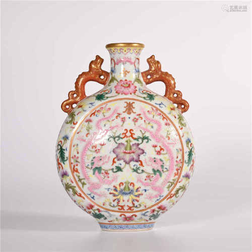 Qianlong famille rose moon holding vase