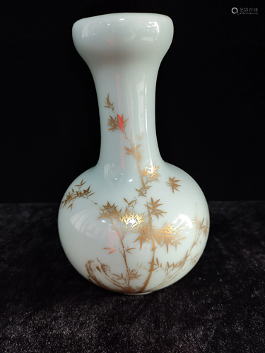 a chinese celadon gilded vase