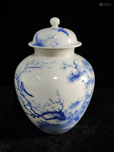 a chinese Blue and white jar, Wang Bu style