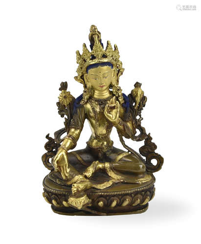 Chinese Gilt Bronze Buddha Statue, Qing Dynasty