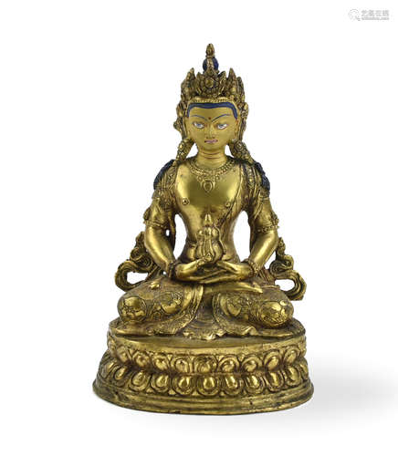 Chinese Gilt Bronze Buddha, Qing D.