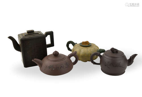 Group of 4 Chinese Zisha Teapots