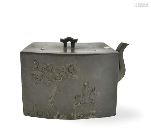 Chinese Pewter Wine Pot, Qing Dynasty