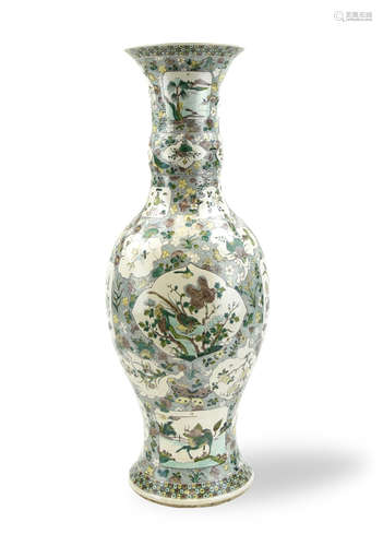 Large Chinese Faille Verte Sancai Vase, 19th C.