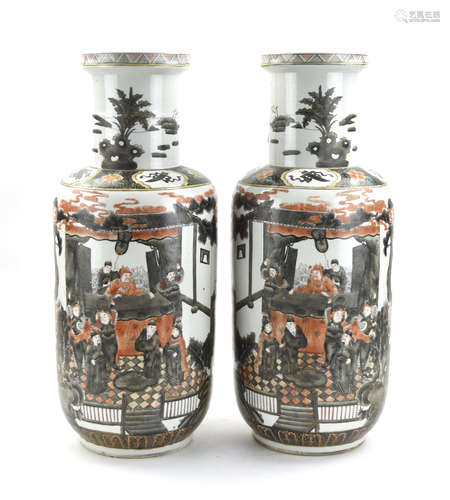 Pair of Chinese Famille Verte Vases