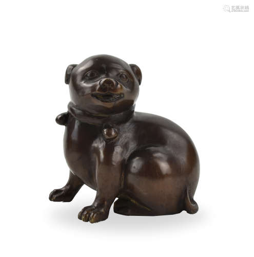Japanese Bronze Dog Statue