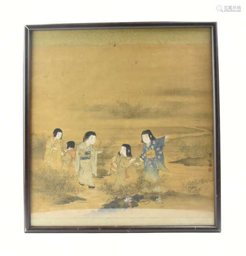 A Japanese Frame Color Painting of Girls
