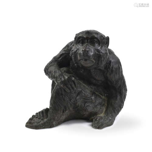 Japanese Bronze Monkey Statue, Meiji Period