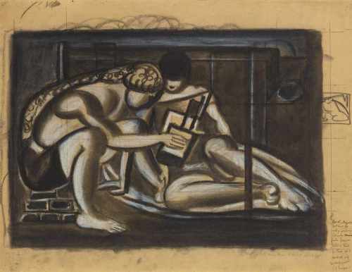 Max AckermannAm Boden sitzendes Paar, arkadisches Motiv
