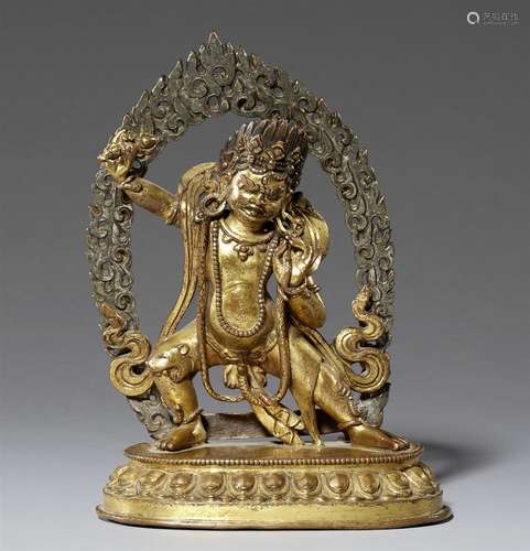 Vajrapani. Feuervergoldete Bronze. Tibet oder Nepal. 17./18. Jh.