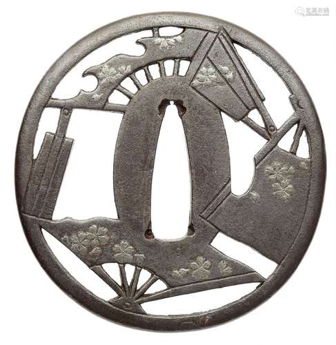 Tsuba. Eisen. Kamiyoshi-Werkstatt. Provinz Higo. 18./19. Jh.