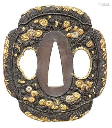 Tsuba. Mino-Goto-Arbeit. Shibuichi. 17. Jh.