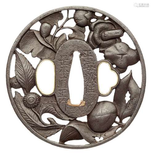 Tsuba. Eisen. Okamoto-Arbeit. 19. Jh.