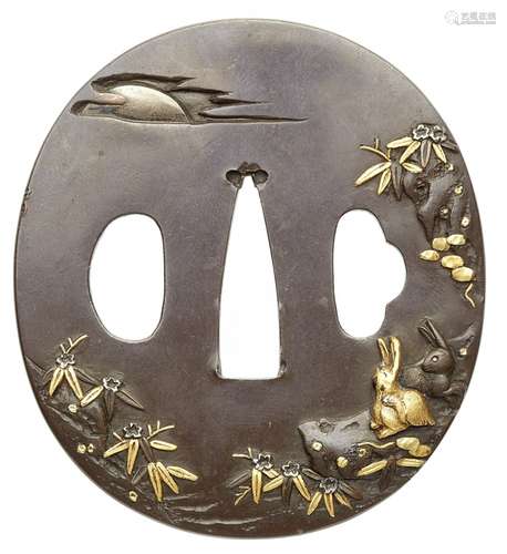 Tsuba. Shibuichi. Mitte 19. Jh.