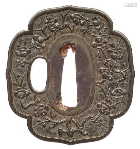 Tsuba. Shibuichi. Ko kinko-Arbeit. Spätes 16. Jh.