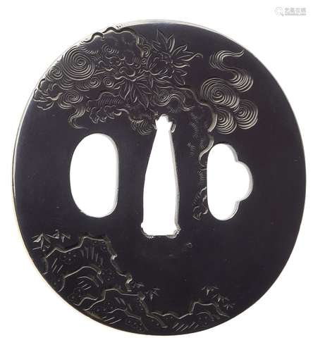 Tsuba. Shakudo. Yokoya-Arbeit. 18. Jh.