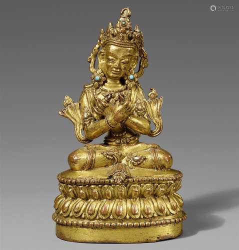 Vajradhara. Feuervergoldete Bronze. Tibet. 17./18. Jh.