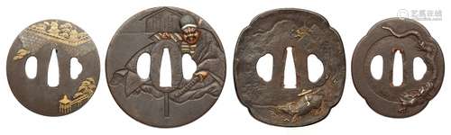 Vier tsuba. Eisen. 19. Jh.