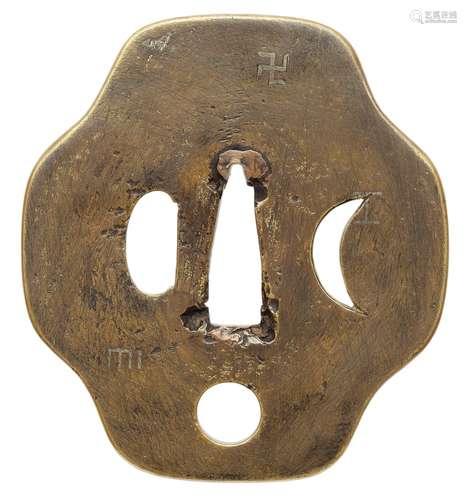 Tsuba. Messing (shinchu). Umetada-Arbeit. 18. Jh.