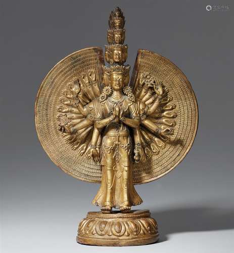 Figur des elfköpfigen Avalokiteshvara. Tibetochinesisch. 18./19. Jh.