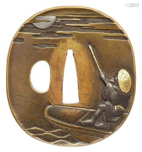 Tsuba. Messing (shinchu). Mitte 18. Jh.