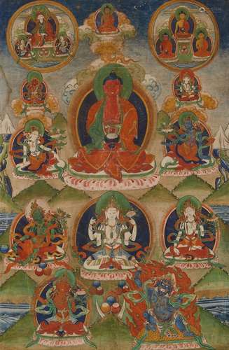 Thangka des Buddha Amitabha. Tibet. 19. Jh.