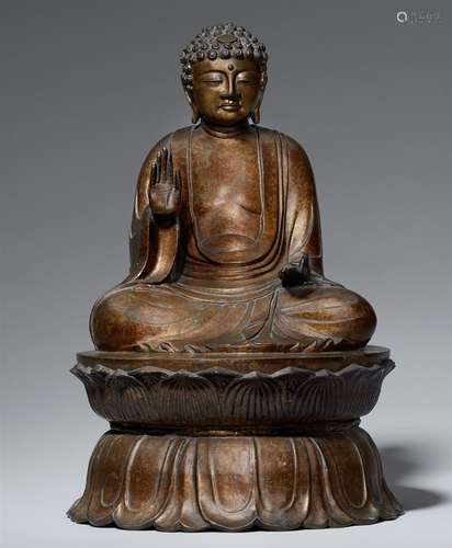 Amida Butsu. Kupferfarbene Bronze. Meiji-Zeit