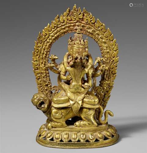 Manjushri Manjuvajra Namasangiti. Feuervergoldete Bronze. Nepal. 18. Jh.