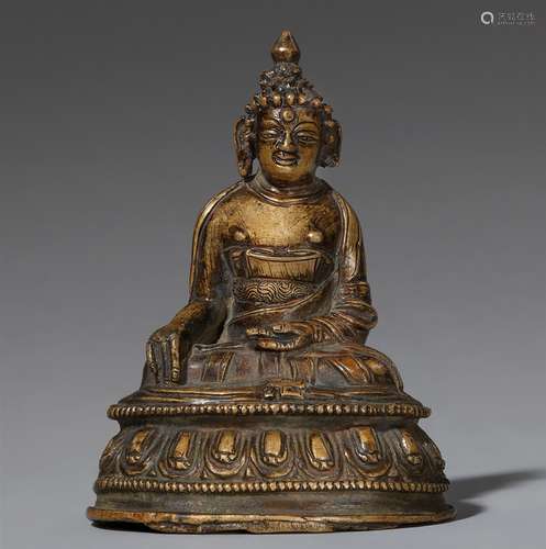 Buddha Shakyamuni. Feuervergoldete Bronze. Tibet. 15./16. Jh.