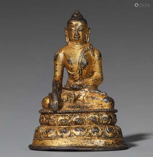 Buddha Shakyamuni. Feuervergoldete Bronze. Tibet. 16. Jh.