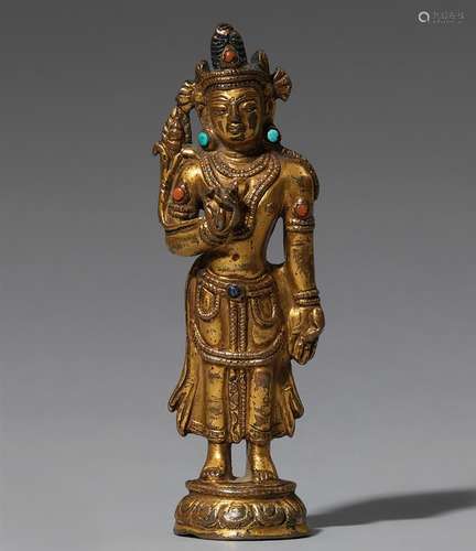 Bodhisattva. Bronze, feuervergoldet. Tibet. 16./17. Jh.