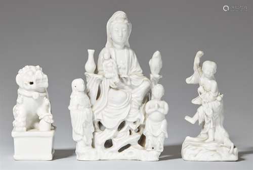 Drei blanc de Chine-Figuren. Kangxi-Periode (1661-1722) und später