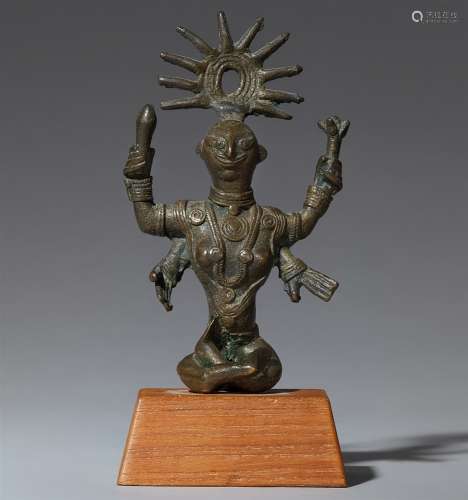 Vierarmige weibliche Gottheit. Bronze. Ost-Indien, Bihar. 19. Jh.