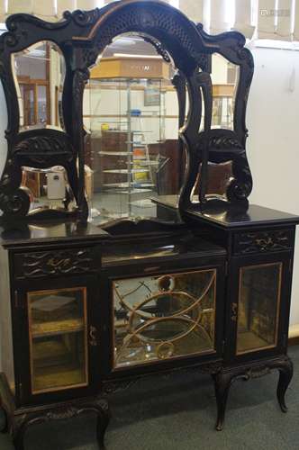 Late Victorian mirrored display sideboard with fre