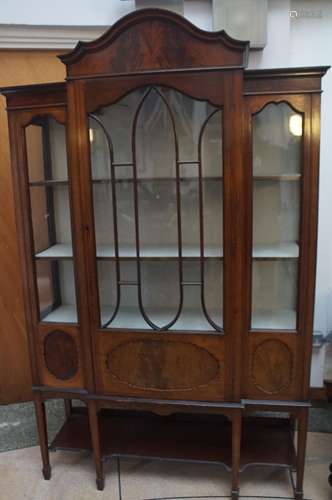 Early 20th century flame mahogany display cabinet.