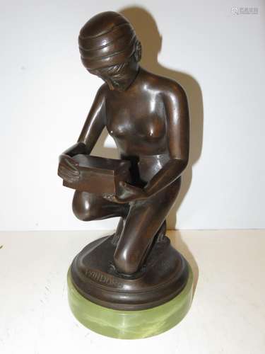 A Heavy Bronze Figure of Pandora on a Onyx Base 2