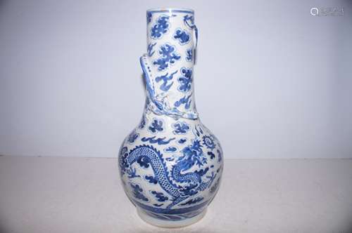 19th Century Chinese dragon vase with embossed ser