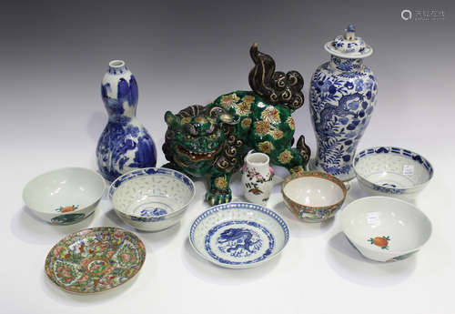 A small group of Oriental porcelain, 19th century and later, including a Japanese Kutani porcelain