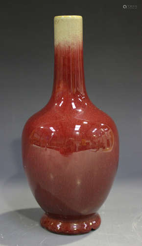 A Chinese sang-de-boeuf glazed bottle vase, mark of Qianlong but probably 20th century, the