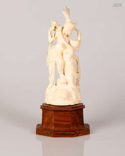 Old Indian Bone Sculpture Couple of Lovers