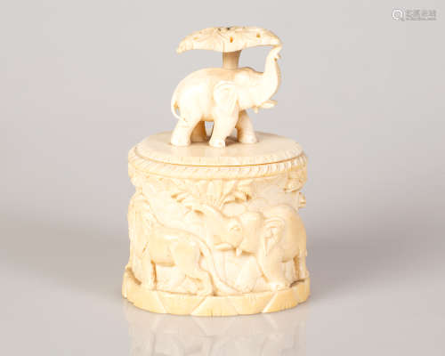African Bone Box Different Carved Animals Figures