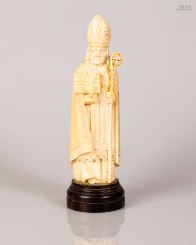 European Bone Sculpture Figure of The Pope