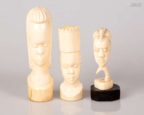 Lot of 3 African Bone Statuettes Two Women & Man Figure