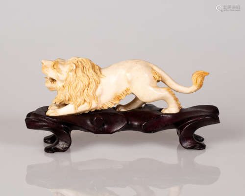 Chinese Lion-Shaped Bone Statuette