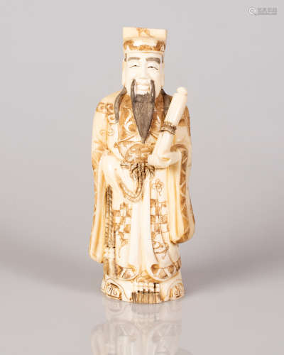 Chinese Bone Sculpture The Immortal ZHANG GOU LAU Figure