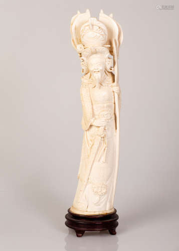 Large old Chinese bone sculpture of a civil servant.