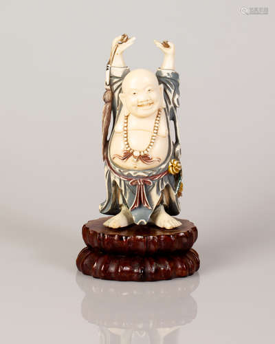 Old Chinese Bone Statuette God of Fortune HOTEI Figure